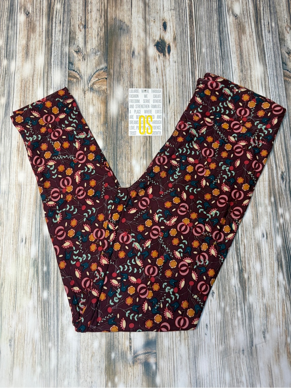 LuLaRoe Maroon Floral Print Leggings